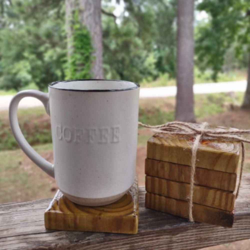 Rustic Wood Coasters (Handmade) Set of 4